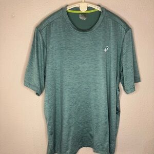 Asics Dorai Short Sleeve Tee Quick Dry Workout Shirt Heather Teal Men’s Size 2XL